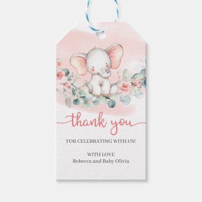 Eukalyptus-Kranz-Babydusche Geschenkanhänger (Vorderseite)