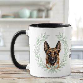 Eukalyptus-Kranz Belgischer Malinois-Hund-Monogram Tasse