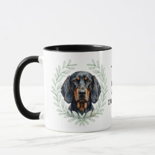 Eukalyptus-Kranz Black and Tan Coonhound Monogramm Tasse