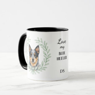 Eukalyptus-Kranz Blue Heeler Hund Monogramm Tasse