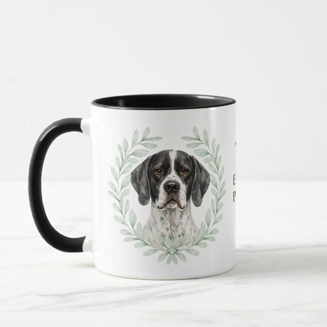 Eukalyptus-Kranz English Pointer Hund Monogramm Tasse (Links)