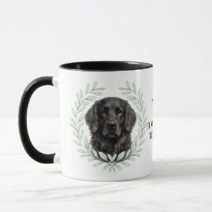 Eukalyptus-Kranz Flat Coated Retriever Monogramm Tasse