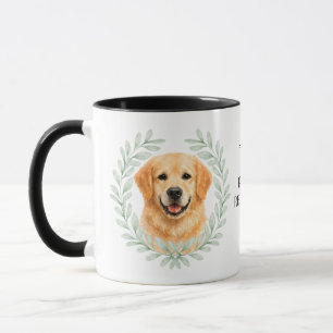 Eukalyptus-Kranz Golden Retriever Hund Monogramm Tasse