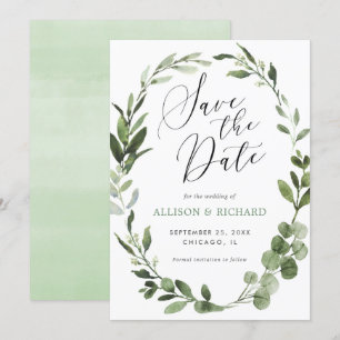 Eukalyptus-Kranz-Grünpflanzen Save the Date Einladung