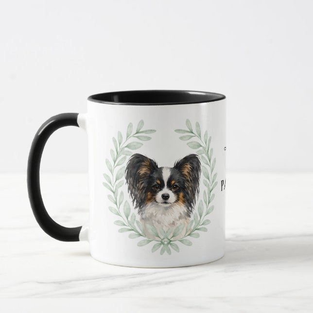 Eukalyptus-Kranz-Papillon-Monogramm Tasse (Links)
