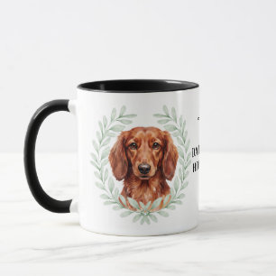 Eukalyptus-Kranz Roter Dachshund-Hund Monogramm Tasse