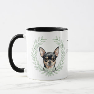 Eukalyptus-Kranz Schwarz-Erfarben Chihuahua-Hund-M Tasse