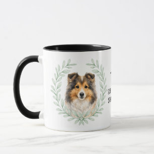 Eukalyptus-Kranz Shetland Sheepdog Monogramm Tasse