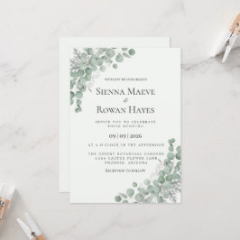 Eukalyptus-Laub Dusty Miller Botanische Hochzeit  Einladung
