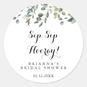 Eukalyptus-Laub-Sip-Sip-Hurra-Junggesellinnen-Absc Runder Aufkleber