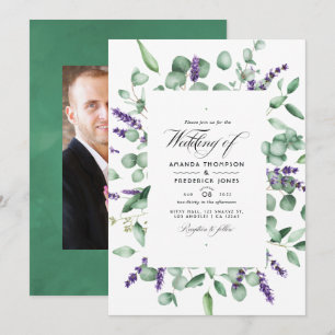 Eukalyptus-Lavendel-Grün-Hochzeit Einladung