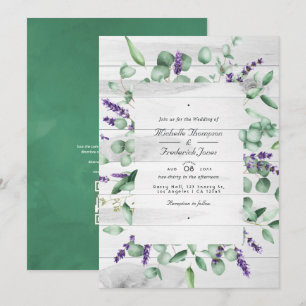 Eukalyptus-Lavendel-Grünzeug QR-Code-RSVP-Hochzeit Einladung