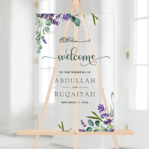 Eukalyptus Lavendel Muslimische Hochzeitsbegrüßung Acrylschild