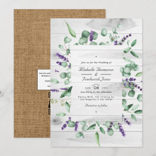 Eukalyptus-Lavendel-Rustikale-Land-Hochzeit QR-Cod Einladung