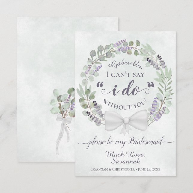 Eukalyptus & Lavender Be My Bridesmaid Card (Vorne/Hinten)