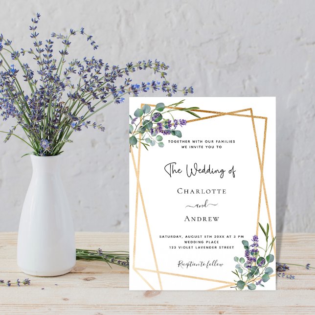Eukalyptus lavender blumengeometrische Hochzeit Postkarte (Von Creator hochgeladen)