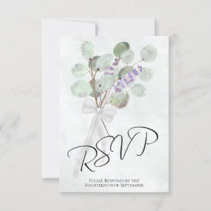 Eukalyptus & Lavender Bouquet Elegant Boho Wedding RSVP Karte