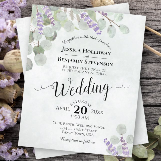 Eukalyptus & Lavender BUDGET Hochzeit Einladung (Von Creator hochgeladen)