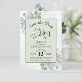 Eukalyptus & Lavender Calligraphy Green Wedding Save The Date
