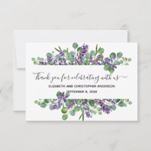 Eukalyptus Lavender Calligraphy Wedding Dankeskarte