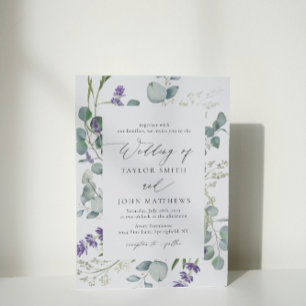 Eukalyptus lavender Calligraphy Wedding Einladung