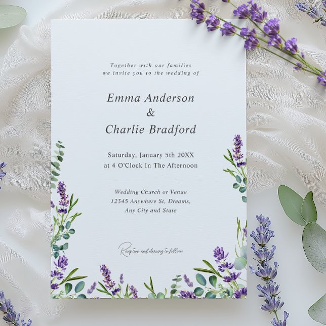 Eukalyptus Lavender Elegant Script Wedding Einladung (Von Creator hochgeladen)