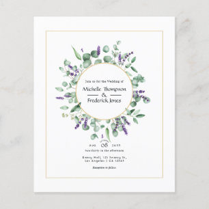 Eukalyptus Lavender Geometric Gold Wedding Flyer
