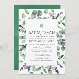 Eukalyptus Lavender Greenery Bat Mitzvah Einladung