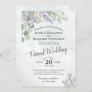 Eukalyptus Lavender & Greenery Virtual Wedding Einladung