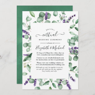 Eukalyptus Lavender Greenery Virtual Wedding Einladung