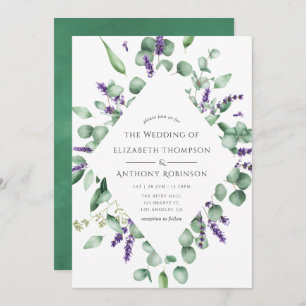 Eukalyptus Lavender Greenery Wedding Einladung