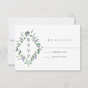 Eukalyptus Lavender Greenery Wedding RSVP Karte