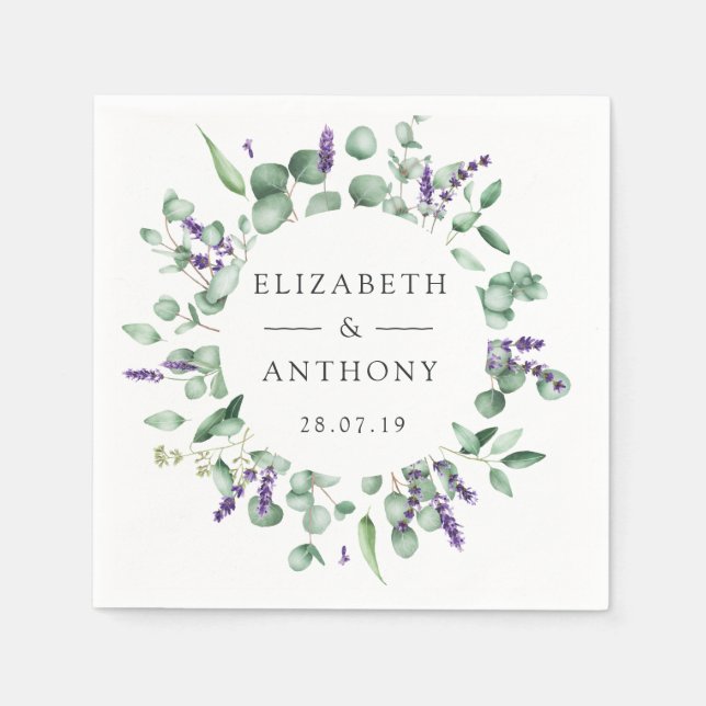 Eukalyptus Lavender Greenery Wedding Serviette (Vorderseite)