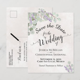 Eukalyptus & Lavender Pink Wedding Speichern Sie d Ankündigungspostkarte
