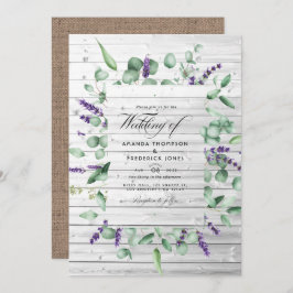 Eukalyptus Lavender Rustic Country Barding Wedding Einladung