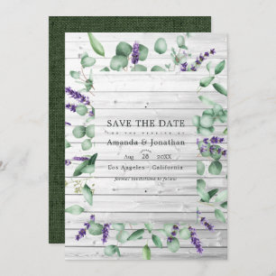 Eukalyptus Lavender Rustic Country Barding Wedding Save The Date