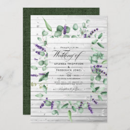 Eukalyptus Lavender Rustic Country Stall Hochzeit  Einladung