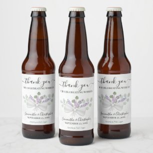 Eukalyptus & Lavender Rustic Wedding Vielen Dank Bierflaschenetikett