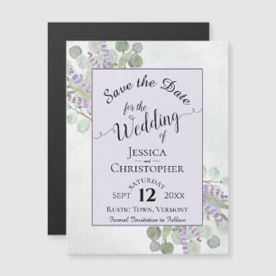 Eukalyptus & Lavender Rustikal Save the Date Lila Magneteinladung