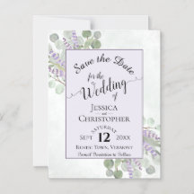 Eukalyptus & Lavender Rustikal Save the Date Lila