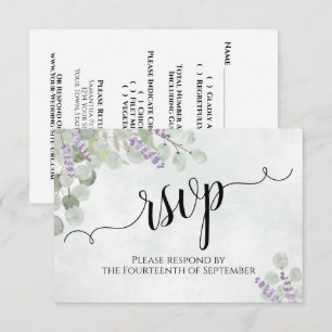 Eukalyptus & Lavender Rustikale Hochzeit RSVP Karte