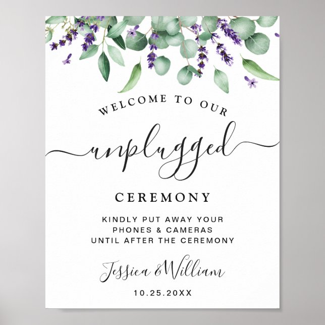 Eukalyptus Lavender Unplugged Wedding Zeremony Poster (Vorne)