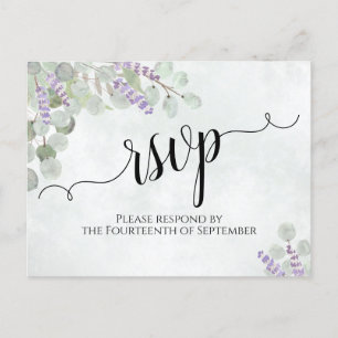 Eukalyptus & Lavender Wedding RSVP Postkarte