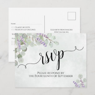 Eukalyptus & Lavender Wedding RSVP Postkarte