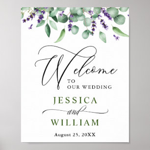 Eukalyptus Lavender Wedding Welcome Poster