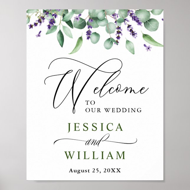 Eukalyptus Lavender Wedding Welcome Poster (Vorne)