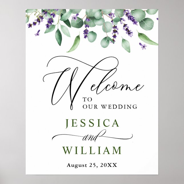 Eukalyptus Lavender Wedding Welcome Poster (Vorne)