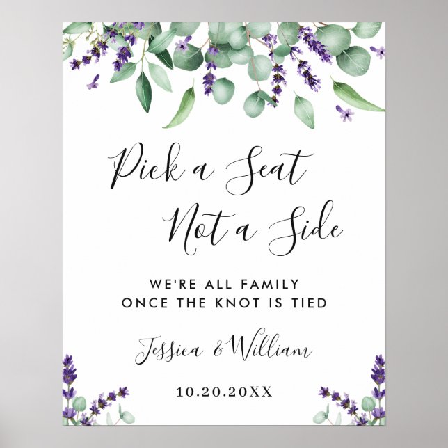 Eukalyptus Lavender Wedding Zeremonie Sitzplatz Poster (Vorne)
