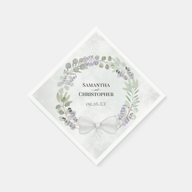 Eukalyptus & Lavender Wreath Diagonal Wedding Serviette (Ecke)