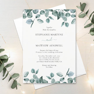 Eukalyptus Leaf Foliage Moderne Hochzeit Einladung